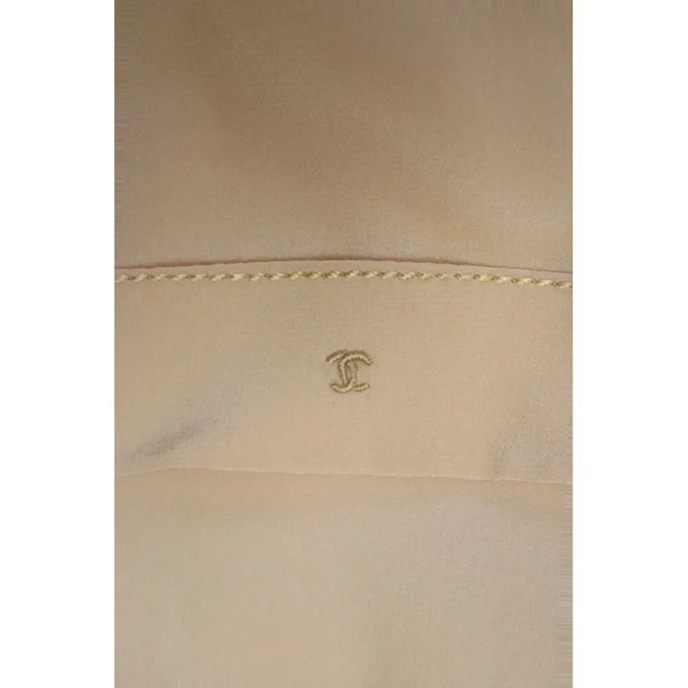 Chanel Women Yellow Silk Collared Long Sleeve Basic Blouse Size 38